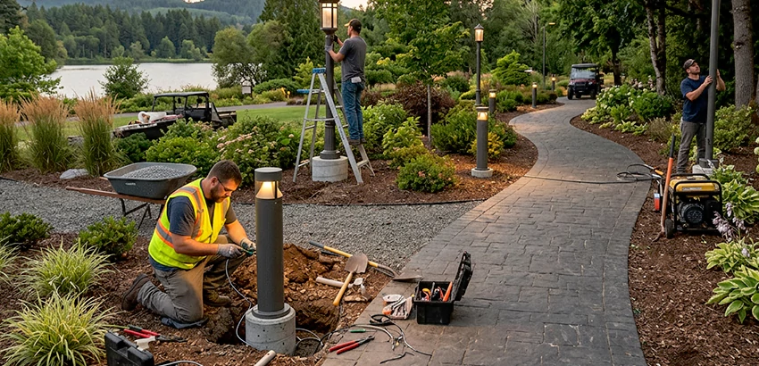 Landscape Post, Pole, and Bollard Lighting Installation in Fitchburg